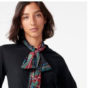 J.CREW  MERINO mockneck sweater with tartan scarf tie